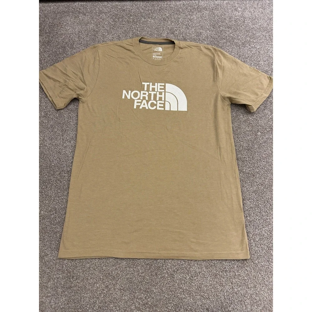 The North Face Graphic T-Shirt Mens Medium Tan Khaki Excellent Half Dome Logo